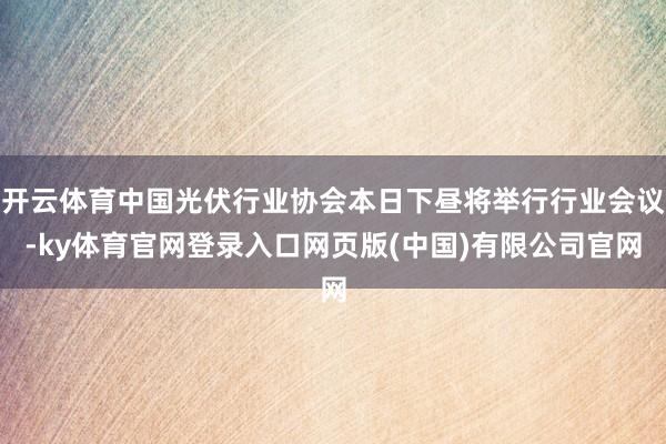 开云体育中国光伏行业协会本日下昼将举行行业会议-ky体育官网登录入口网页版(中国)有限公司官网
