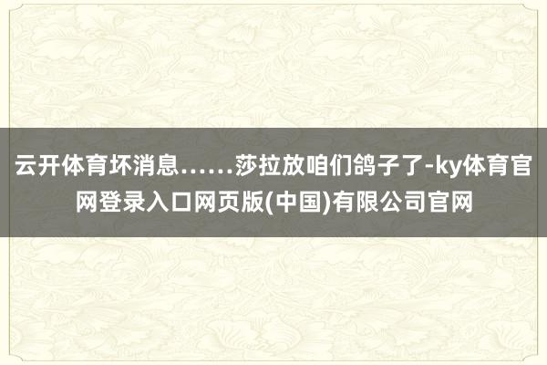 云开体育坏消息……莎拉放咱们鸽子了-ky体育官网登录入口网页版(中国)有限公司官网