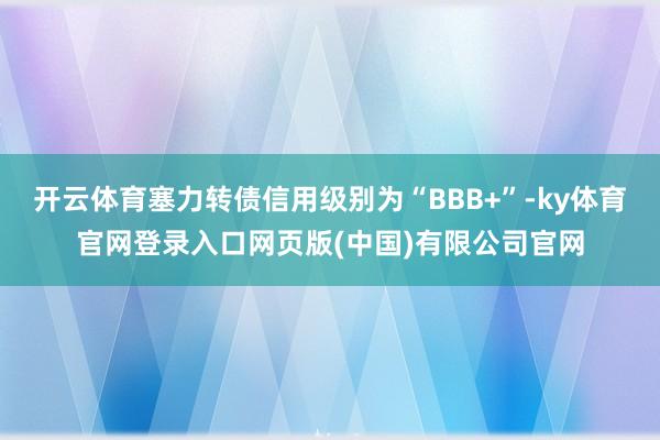 开云体育塞力转债信用级别为“BBB+”-ky体育官网登录入口网页版(中国)有限公司官网