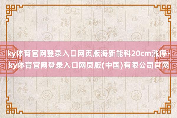ky体育官网登录入口网页版海新能科20cm涨停-ky体育官网登录入口网页版(中国)有限公司官网