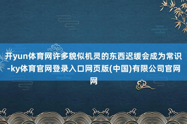 开yun体育网许多貌似机灵的东西迟缓会成为常识-ky体育官网登录入口网页版(中国)有限公司官网